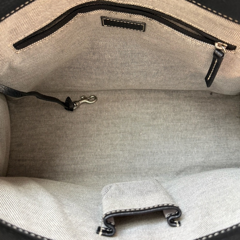 DOONEY & BOURKE Black Leather Double Pocket Tote Women's Satchel Shoulder Bag - Picture 11 of 11